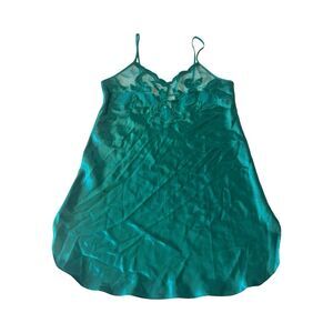 VTG VICTORIA'S‎ SECRET Gold Label Emerald Green Chemise M Slip Night Gown Dress